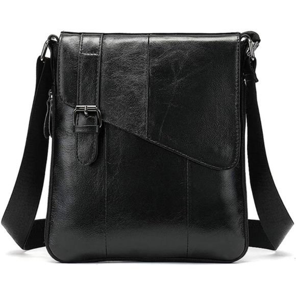 Small Leather Sling Shoulder Bag 17bright Black